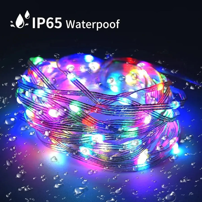 USB Christmas Lights Decoration New Year Garland Led Fairy String Holiday Lighting for Home Outdoor Bluetooth Smart Festoon DIY