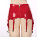 Damen Lackleder-Strumpfbänder mit Metallclips Strapsgürtel Clubwear Bühnenperformance Rave Kostüm Unterwäsche Dessous