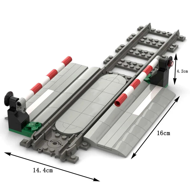 MOC City Train Track Accessories Barrier Barrier Fire Lane Crossing Building Blocks Railing Level Crossing Children's Brick Toys
