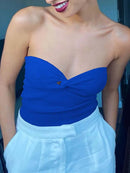 Knit Tube Tops Women White Strapless Corset Tops Summer Basic Backless Off Shoulder Crop Top Bustier Casual Streetwear