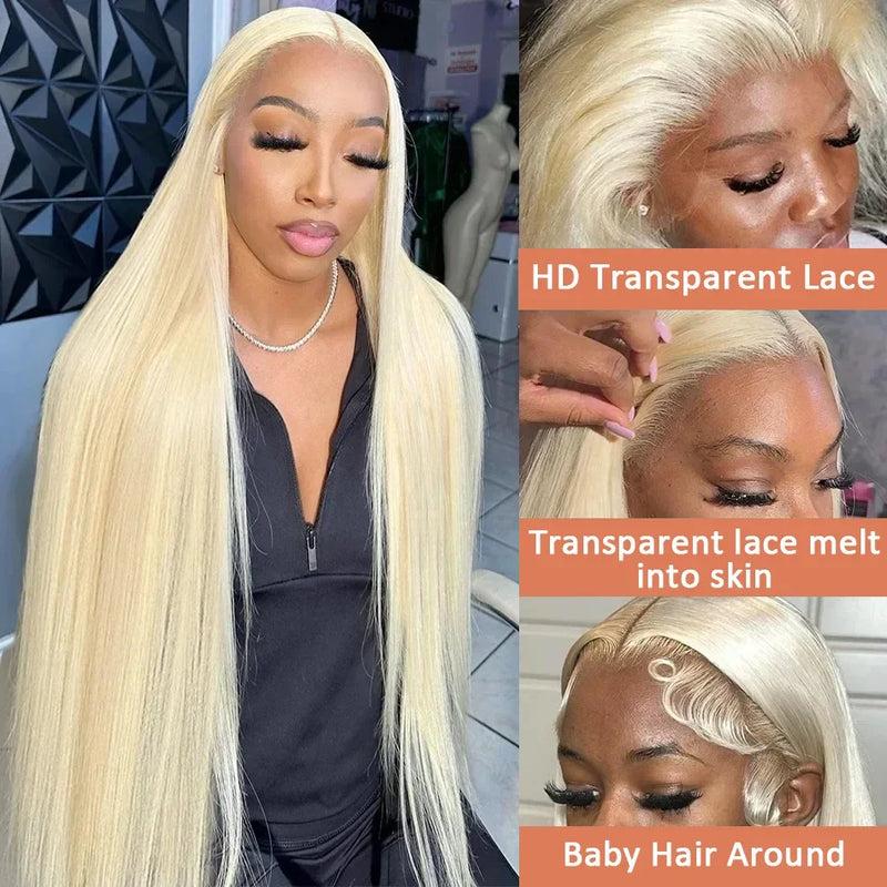 250 Density Human Hair Wigs Blonde 613 Lace Front Wigs 13x6 Straight Human Hair Lace Frontal Wig Brazilian Hair Wigs for Women