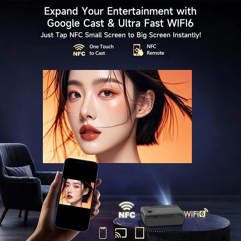 [Google TV/Android 14]4K Projector Full HD 1080P Home Theater Netflix-Licensed Outdoor Movie Smart Auto Focus Beam Projectors