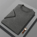 Spring And Summer Worsted Wool Knitted Short-Sleeved Men's T-Shirt Round Neck Thin Fashion Half-Sleeve Sweater