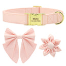 Personalized Dog ID Collar Cute Bowknot Pet Necklace Dog Buckle Collars With Bow Tie Flower Accessories For Small Large Dogs