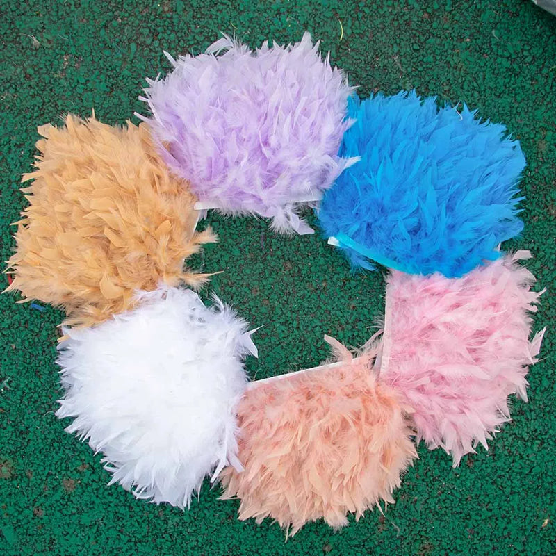 1 Meter Natural Turkey Feathers Trims 10-15cm for Sewing Ribbon Clothing Fringe Plumes Decoration DIY Crafts Wedding Party Dress