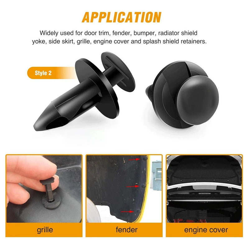 Car Rivet Fastener 10mm Bumper Clip Retainer Screw Black Door Panel Fender Liner Retainer Clip Plastic Auto Bumper Fender Buckle