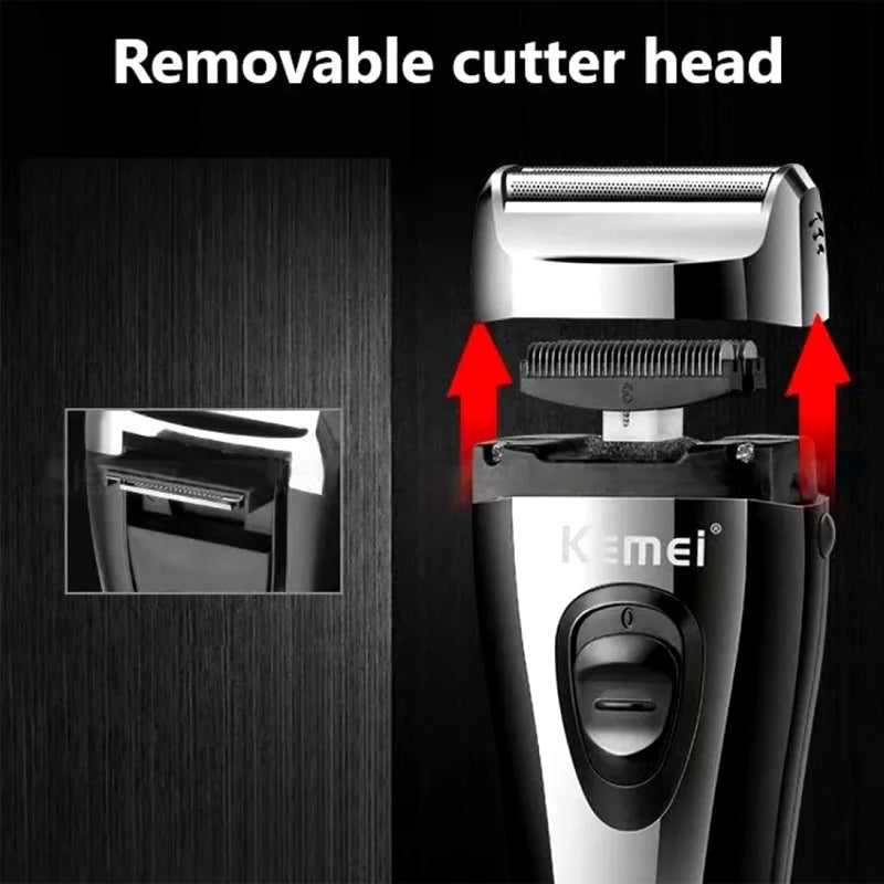 Kemei Electric Shaver Rechargeable Razor for Men Original Beard Trimmer Hair Clipper Dry Or Wet Shaving USB Shaving Machine