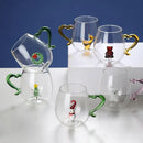 3d Animal Glass Cup 400ml Christmas Theme Animal Inside Glass Christmas Drinking Glasses Cartoon Animal Shape Glass Coffee Mug