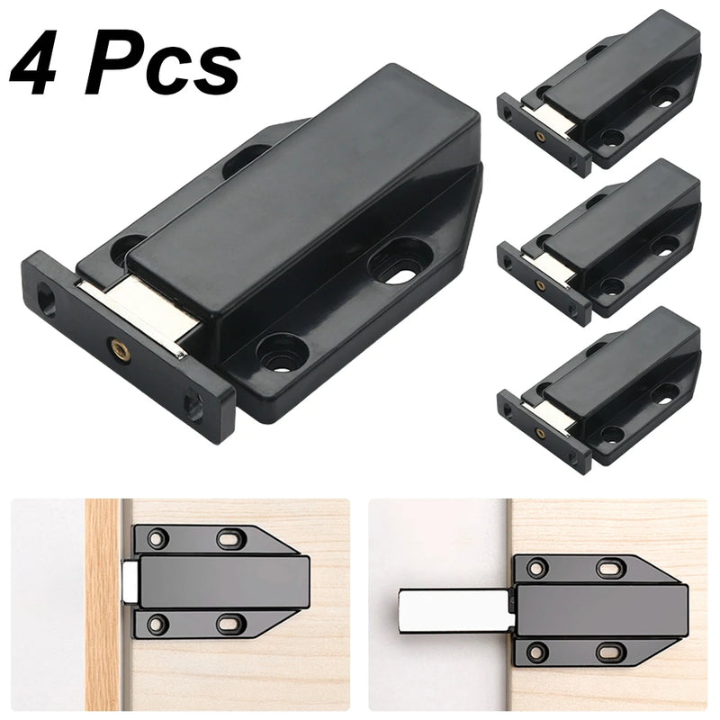 4pcs Magnet Cabinet Door Catches Stainless Steel Door Push To Open Touch Magnetic Cabinet Catch Heavy Duty Latch Door Hardware