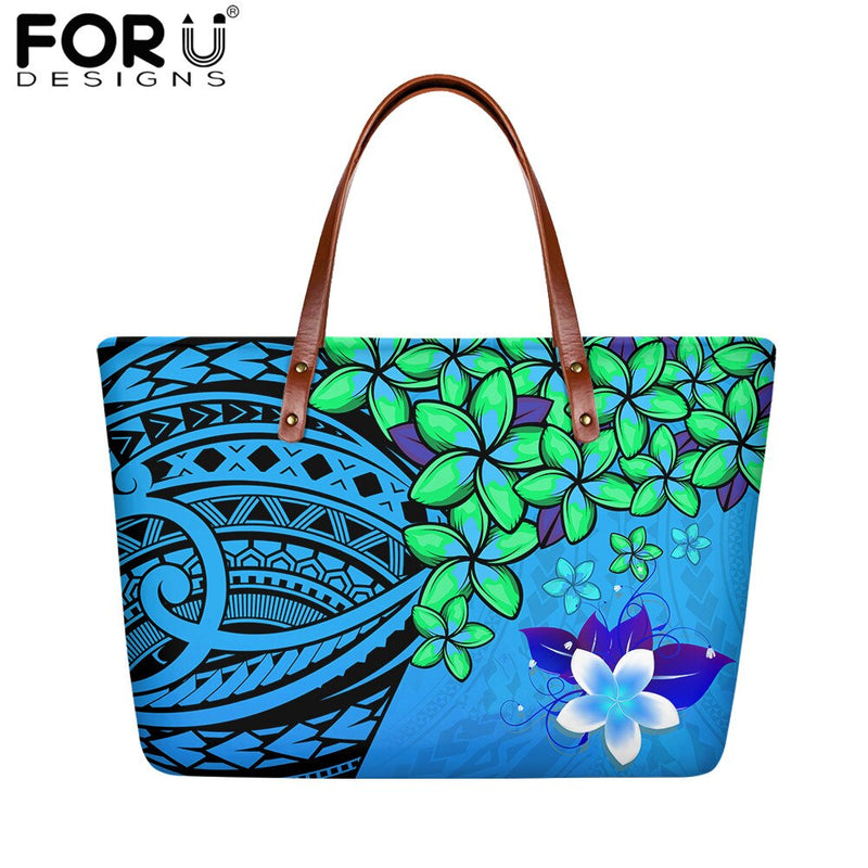 FORUDESIGNS High Quality Women Handbag Polynesian Pattern Hibiscus Flower Printing Personal Luxury Female Shoulder Bolsas