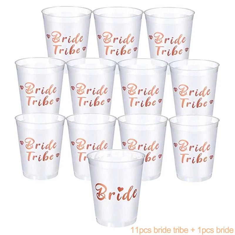 Bachelorette Party Wedding Decoration Bride Team Plastic Drinking Cups Bridal Shower Gift To Be Bride Hen Party Supplies