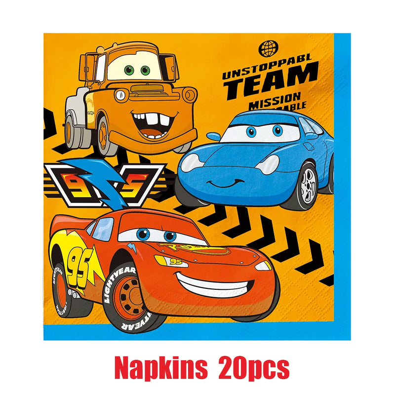 Disney Cars Birthday Party Decorations Lightning Mcqueen Disposable Tableware Set Cups Plates Balloon for Race Party Baby Shower