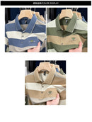 Luxury brand short sleeved men's polo shirt summer new fashion youth custom striped badge design Korean silk top casual T-shirt