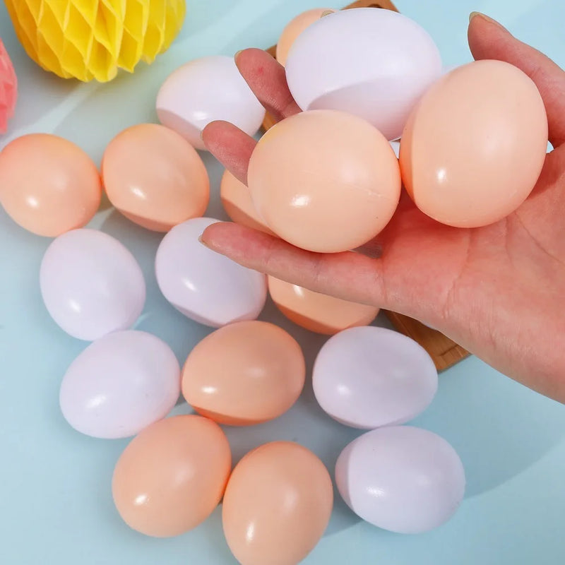 60/10PCS Plastic Simulation Eggs Easter DIY Painted Eggs Happy Eatser Fake Eggs Home Festive Party Decor Supplies Kids Gift Toys