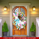 Easter Door Cover Decoration Plush Rabbit Wreath Easter Egg Coloured Ribbon Background Indoor Outdoor Porch Banner Party Supply