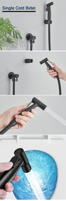 Black Single Cold Water Toilet Bidet Sprayer Faucet Bathroom Stainless Steel 304 Nickel Shower Bidet Wall Mounted Woman Cleaner