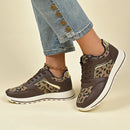 2025 Spring Leopard Print Platform Sneakers Women Black Thick Bottom Vulcanized Shoes Woman Cozy Lace Up Wedge Sport Shoes Woman