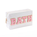 Patch Cosmetic Bag Stitched Letters PU Leather Waterproof Cosmetic Bag Travel Organizer for Women Teen Girls Makeup Bags New