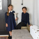 AP Heirloom Collection 2025 Autumn Girls and Boys Clothes Grid Dress Kids Suits Baby Romper Modal Moc Neck Velvet Blazer,