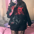 Dourbesty Vintage Gothic Grunge Skull Print Zip Up Hoodies Dark Academia Harajuku Sweatshirts Autunm Aesthetic Coat Tops Y2k