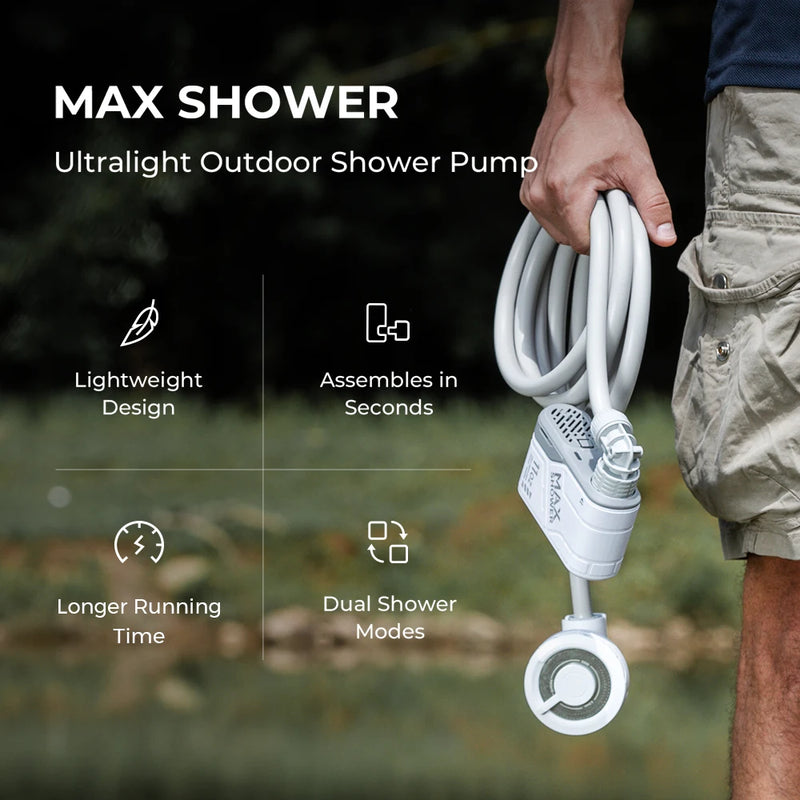 FLEXTAILGEAR Outdoor Camping Shower Portable Electric Shower Pump IPX7 Waterproof for Outdoor Shower, Car Wash, Dish Washing