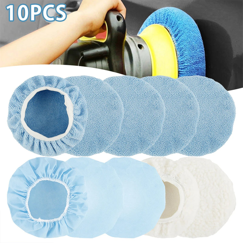 10Pcs 9-10Inch Car Polishing Pad Auto Soft Microfiber Bonnet Polisher Soft Wool Wax Wash Buffer Cover Cleaning Tools Accessories