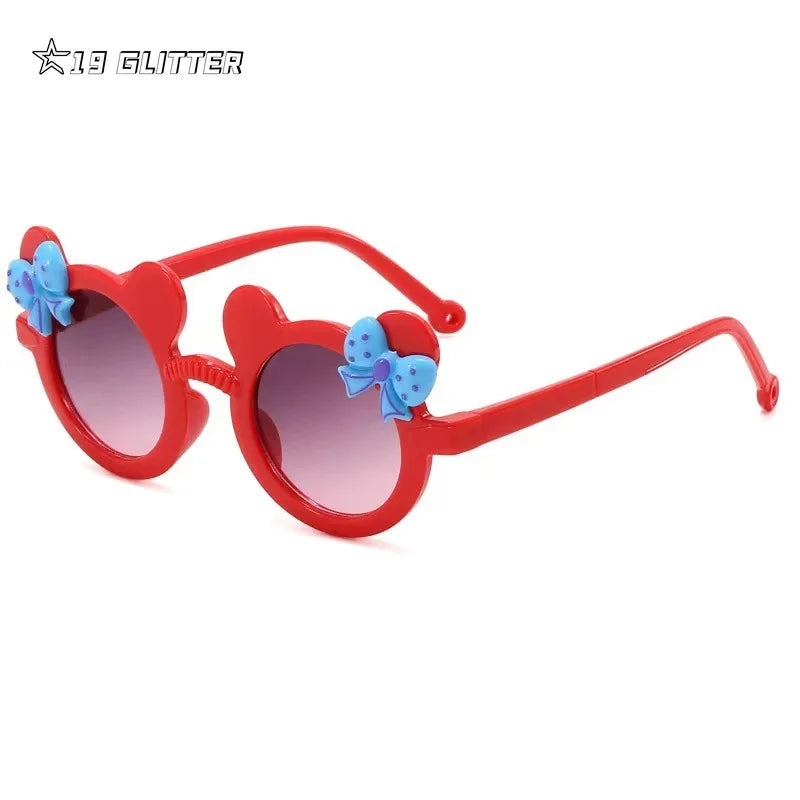 Polarized Children Sunglasses Boy Girl Cartoon UV400 Glasses Cute Personality Bow Bear Eyeglass Eyewear Bag Outdoor Hike Travel