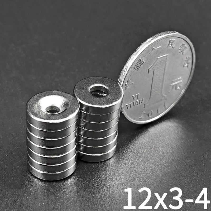 10/20/50/100Pcs 12x3-4 Super Strong Neodymium Round Magnet With Hole 12mm x 3mm - 4mm NdFeB Powerful Permanent Magnetic imanes