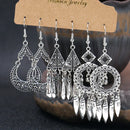 Vintage Ethnic Tassel Earrings Set For Women Bohemian Geometric Crystal Round Water Drop Dangle Earring Female Jewelry Gift