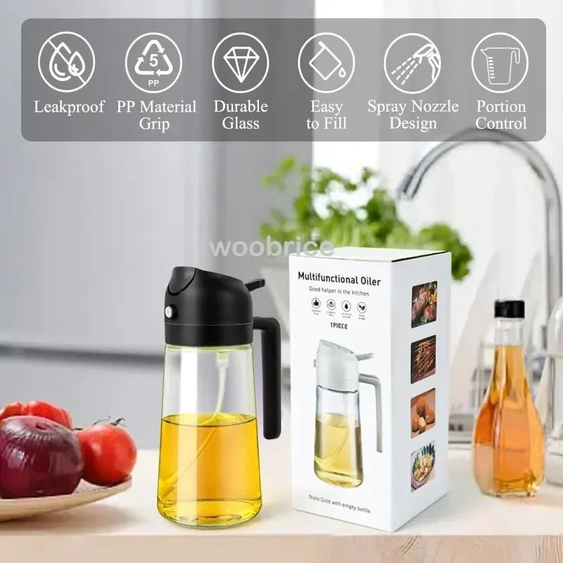 Glass Oil Spray Bottle Kitchen Oil Spray for Cooking Anti-leakage Olive Oil Storage Bottle for BBQ Salad Steak Kitchen Supplies