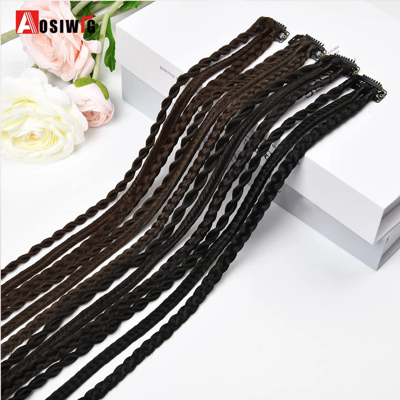 Braid Clip in Hair Extensions 2Pcs Braids Long Synthetic Ponytail Hairpieces For Women Girls Daily Christmas Cosplay