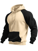 New Autumn Ainter Outdoor Sports Style Raglan Contrast Color Hooded Sweatshirt Fashionable Trendy Versatile Men's Tops