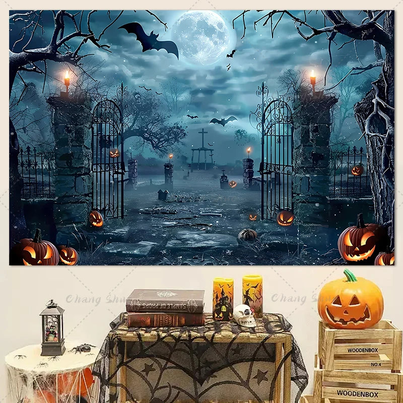 Halloween Backdrop/Party Decoration/Photo Banner Signs/Photography Background Props for Halloween Party Decoration Supplies