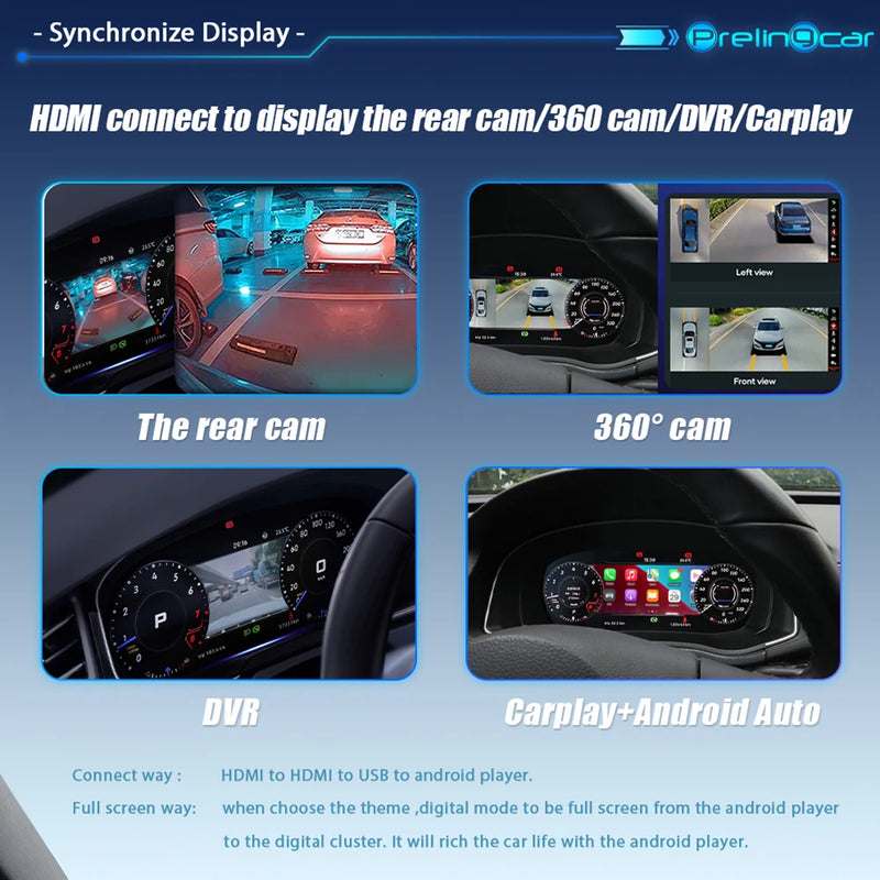 12.3'' Lcd Digital Dashboard Cluster For VW Scirocco Jetta Golf 6 7 MK7 Passat B8 B7 modify Auto Radio Instrument Paneel Cockpit