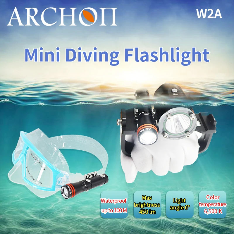 D2A diving light Emergency diving flashlight on both sides of diving helmet Underwater 100m diving lighting torch dive fill lamp