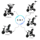 Ubravoo Baby Stroller Tricycle Ride Bike , 5-in-1, Adjustable Canopy, Sitting & Lying,Celerity Disassembly & Assembly,1-5 Years