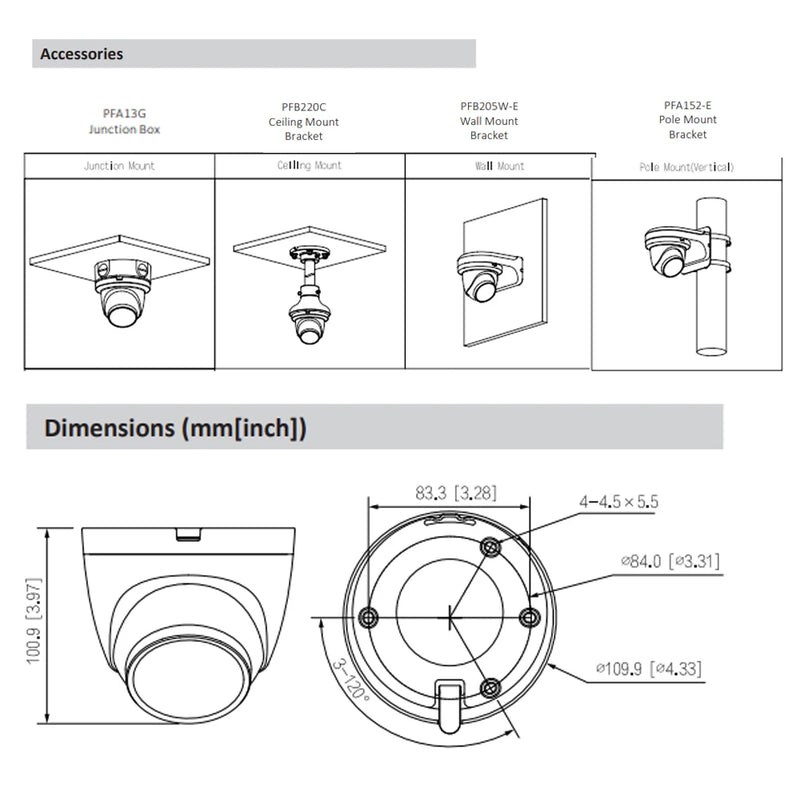Dahua IP Camera 4MP IPC-HDW2449T-S-PV Smart Dual Light Active Deterrence POE 2-Way Talk SD Card Slot WizSense Full Color Camera