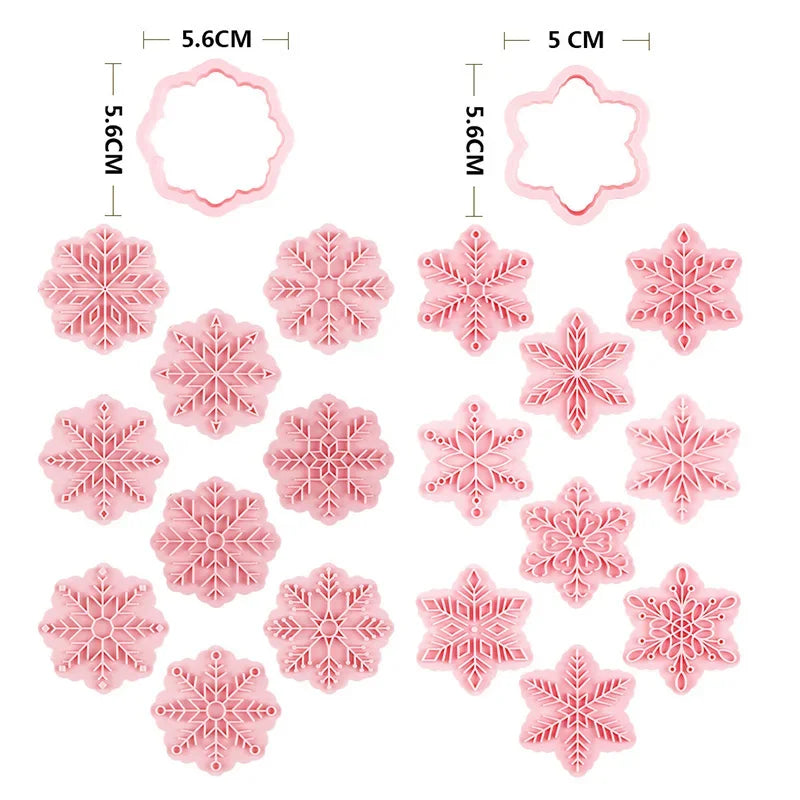 9pcs/Set Snowflake Cookie Embossing Cutter Molds Merry Christmas Snowflake Fondant Stamp Pastry Biscuit Cake Decorating Tools