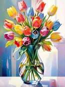 Momoart New Arrivals Paint Kit For Adults Tulip Flower DIY Painting By Numbers Vase Kit Canvas Handmade Gift