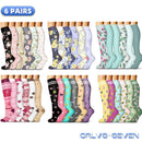 6 PAIRS Compression Socks Flowers Animal Fruit for Men Women Running Nurse Socks Nurses Sport Ladies Lady Womens Running
