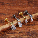 Right Grand ASTM F136 Titanium 16G Floating Pear Waterdrop CZ Dangle Charm Stud Earring Threaded Tragus Cartilage Helix Piercing