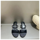 2025 Women's Summer New Fashion Square Toe Simple Solid Color Slippers Outdoor Peep Toe Casual Banquet Party Women Sandals Mujer