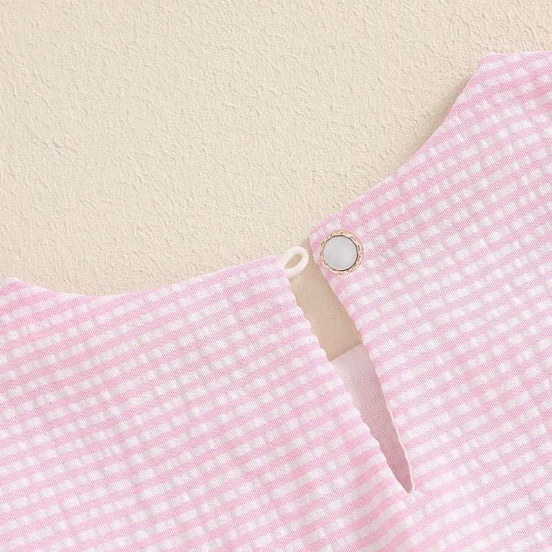 Toddler Girls Easter Outfits Bunny Embroidered Sleeveless Rompers Round Neck Infant Bodysuits Jumpsuits Spring Clothes