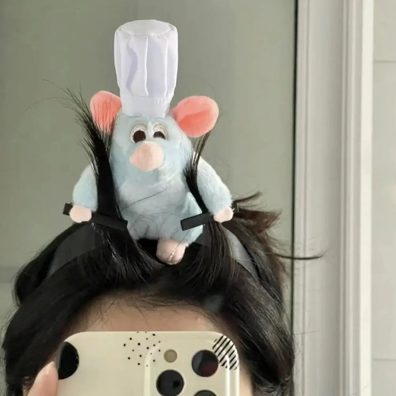 Disney Ratatouille Hairband Hairpin Plush Doll Decor Handmade Headband French Animation Food Story Surrounding Kids Gifts