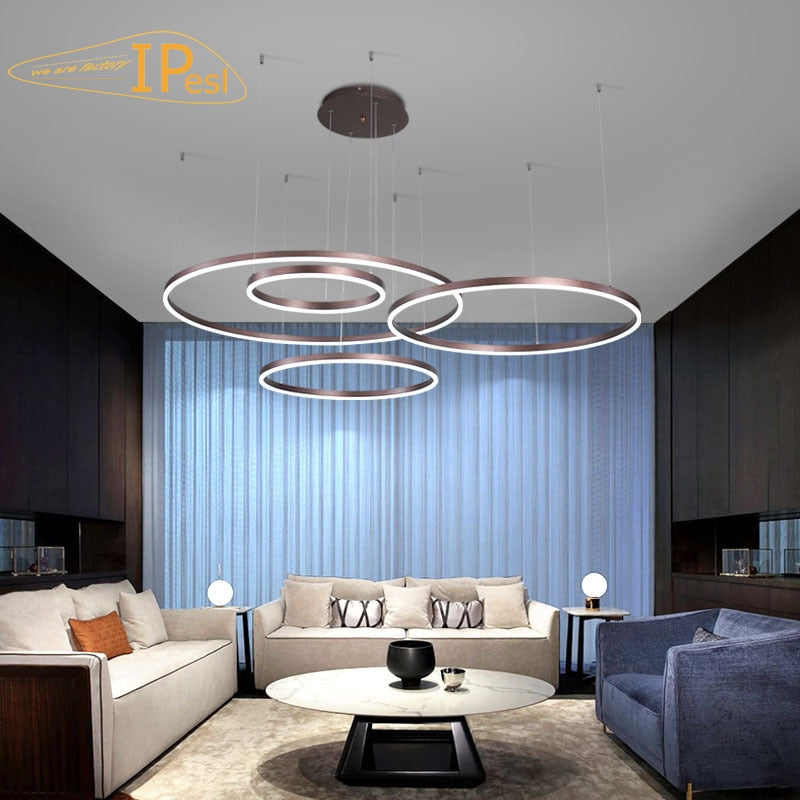 Postmodern LED Circle DIY Chandelier Light Fixtures Gold White Black Pendant Lights Home Living Room Shop Restaurant  Decoration