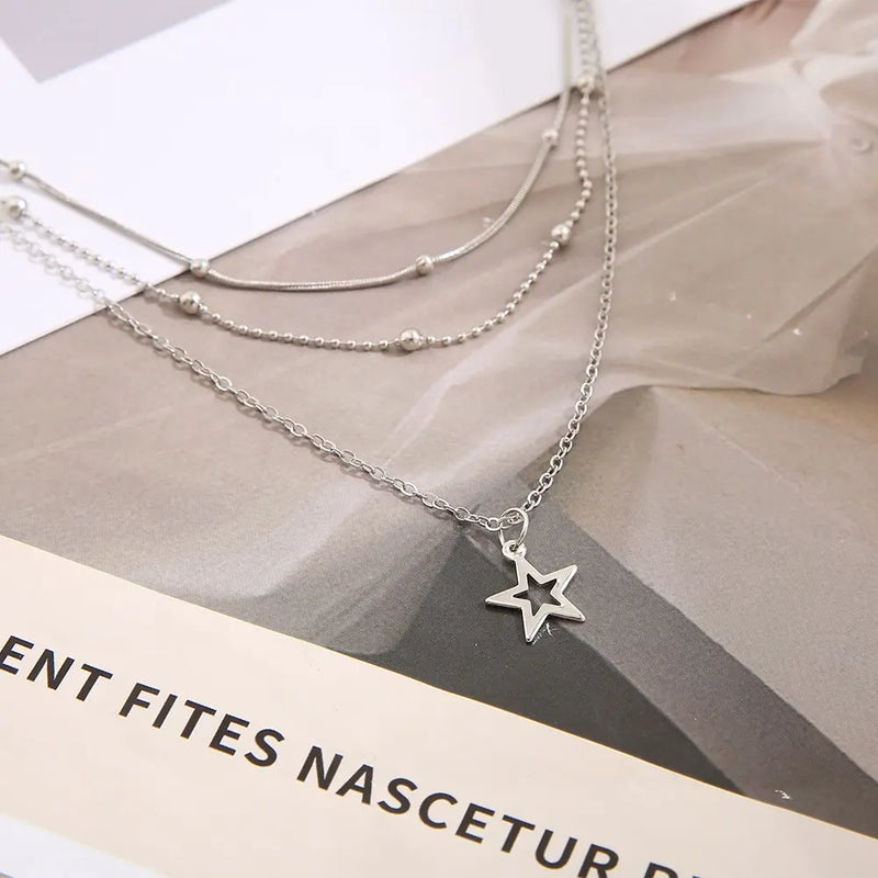 Necklace European And American Simple Temperament Lovely Atmosphere Star Moon Popular Lady Necklace Set For Women Multilayer