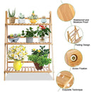 3 Tier Foldable Bamboo Plant Stand Planter Organizer Plants Display Shelf  for Indoor Outdoor