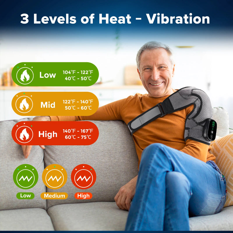Electric Heating Pad Shoulder Vibration Massager Physiotherapy Arthritis Joint Pain Relief Belt Elbow Support Brace Thermal Wrap