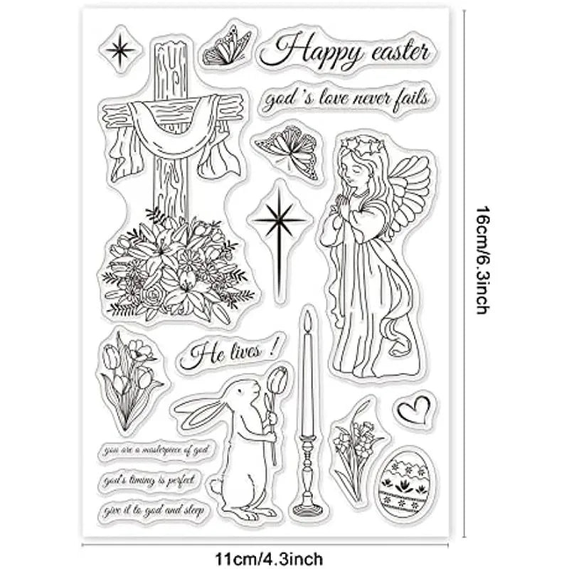 Easter Themed Silicone Clear Stamps Transparent Stamps for Birthday Valentine's Day Party Cards Making DIY Scrapbooking