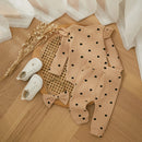 Cute Heart Print Baby Girls Clothes Set Toddler Spring Fall Outfits Long Sleeve Romper + Pants + Headband Set 3PCS Infant Suits